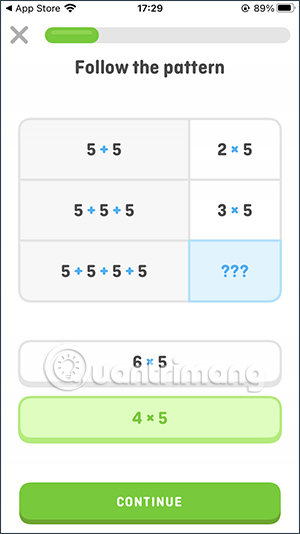 Giao diện kiểu bài tập nối ô Duolingo Math