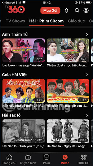 Chọn xem các thể loại trên TV360