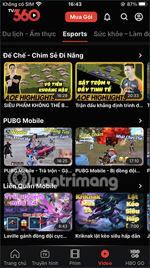 Xem video trên TV360