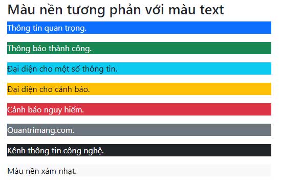 Màu nền tương phản với màu văn bản