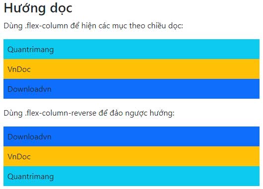 Hướng dọc mục flex