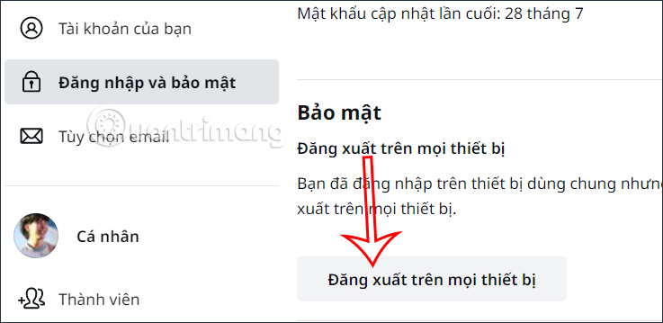 Đăng xuất trên mọi thiết bị trên Canva