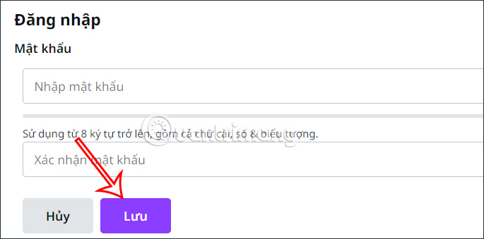Điền mật khẩu Canva mới