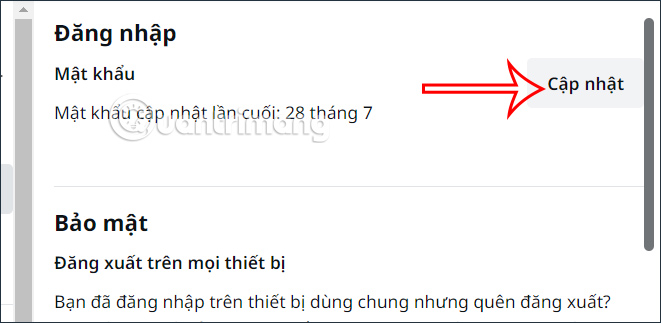 Cập nhật mật khẩu Canva