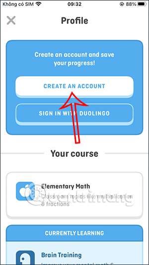 Tạo tài khoản Duolingo Math