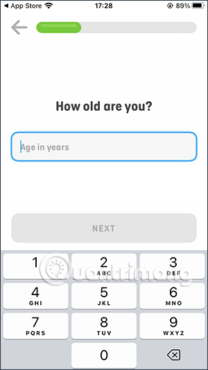 Nhập tuổi học trên Duolingo Math