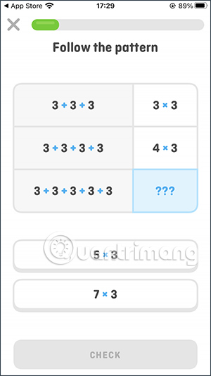 Các dạng bài học trên Duolingo Math