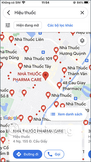 Bản đồ hiệu thuốc trên Google Maps