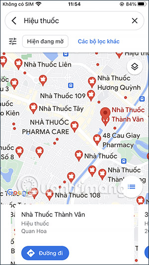 Xem các hiệu thuốc trên Google Maps