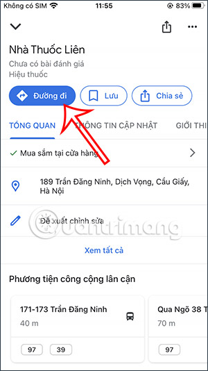 Xem đường di chuyển