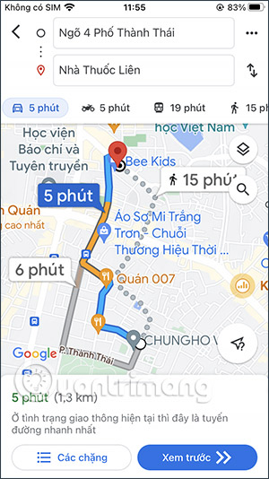 Đường di chuyển tới hiệu thuốc