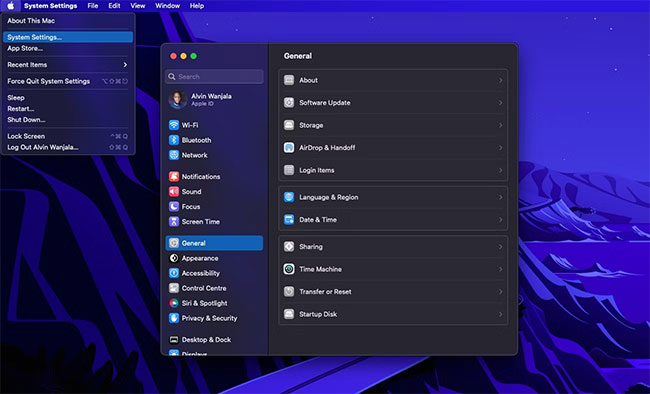 Menu Apple Mac
