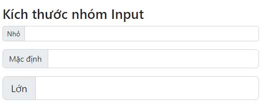 Kích thước nhóm trường nhập trên Bootstrap