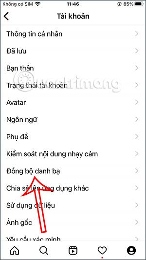 Đồng bộ danh bạ Instagram