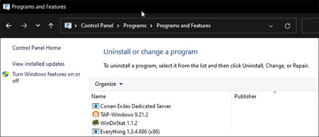 Bật tắt các tính năng của Windows 11 Control Panel