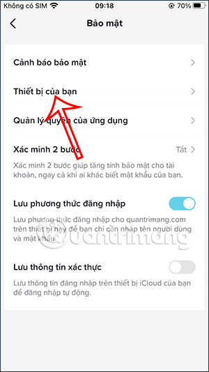 Thiết bị đăng nhập TikTok