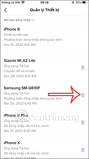 Thoát tài khoản trên thiết bị