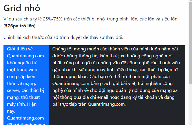 Grid cho màn hình nhỏ trên Bootstrap