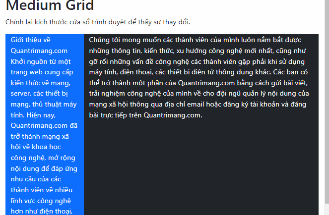 Medium Grid trên Bootstrap 5