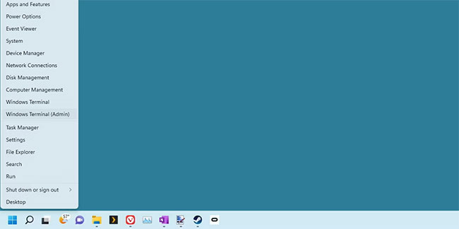 Menu Quick Command mở cửa sổ Terminal ở chế độ admin