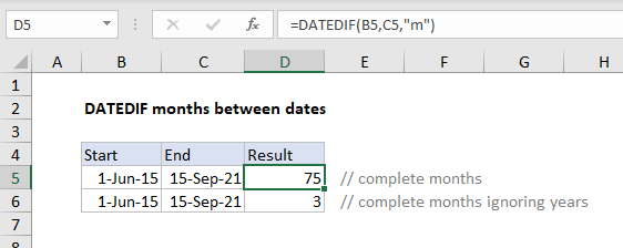 DATEDIF trong Excel
