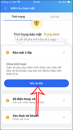Cài đặt bảo mật 2 lớp Zalo