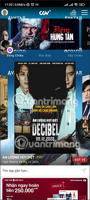 Giao diện CGV Cinemas