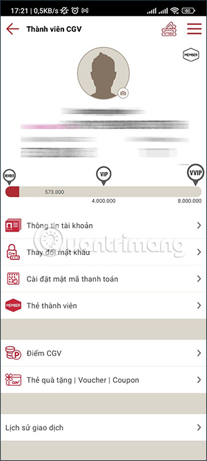 Thông tin thẻ thành viên CGV Cinemas
