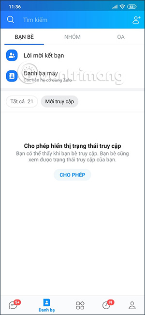 Ẩn người truy cập trên Zalo