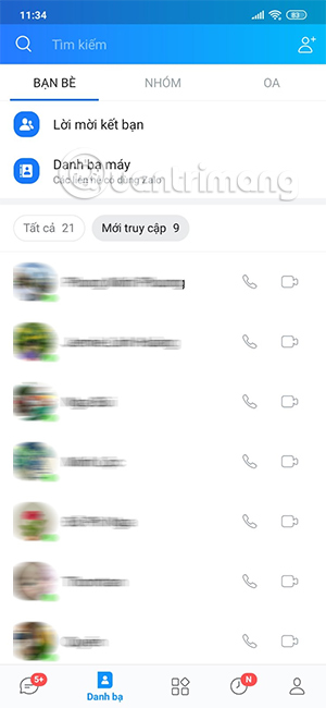 Bật truy cập trên Zalo