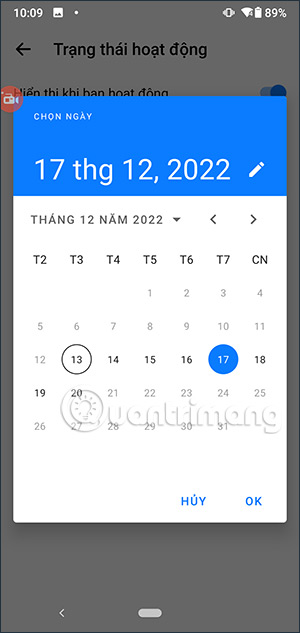 Chọn thời gian ẩn online Messenger
