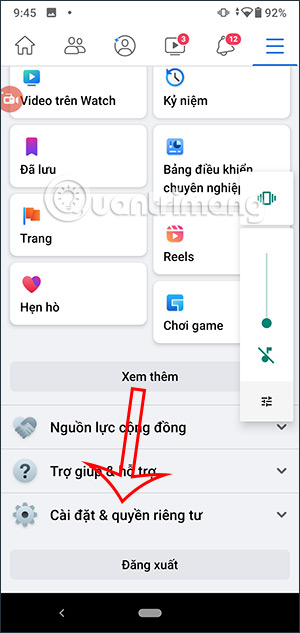 Cài đặt và riêng tư Facebok
