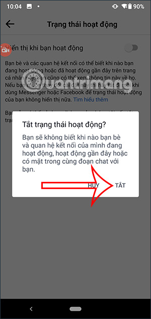Tắt online Facebook