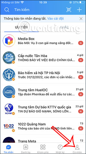 Giao diện Zalo