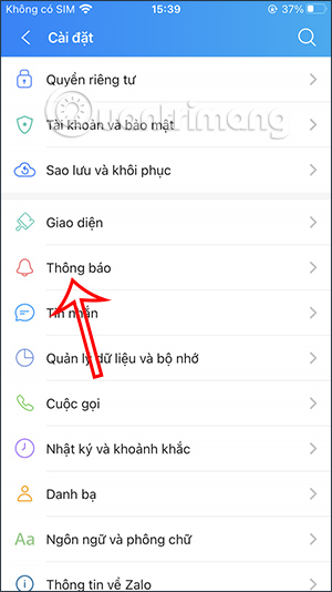 Tùy chỉnh thông báo Zalo
