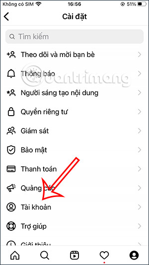Chỉnh tài khoản Instagram