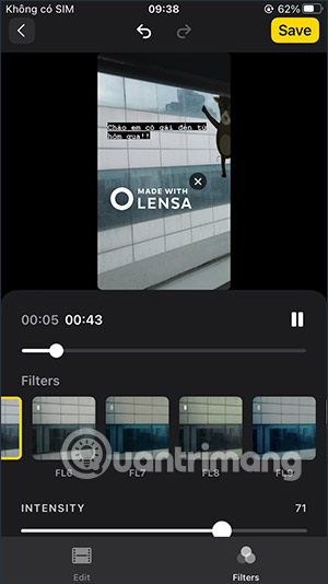 Thêm bộ lọc màu video Lensa AI