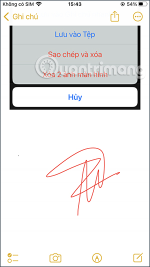 Chữ ký trong ghi chú iPhone