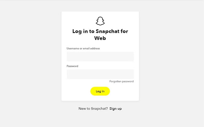 Trang đăng nhập cho Snapchat Windows