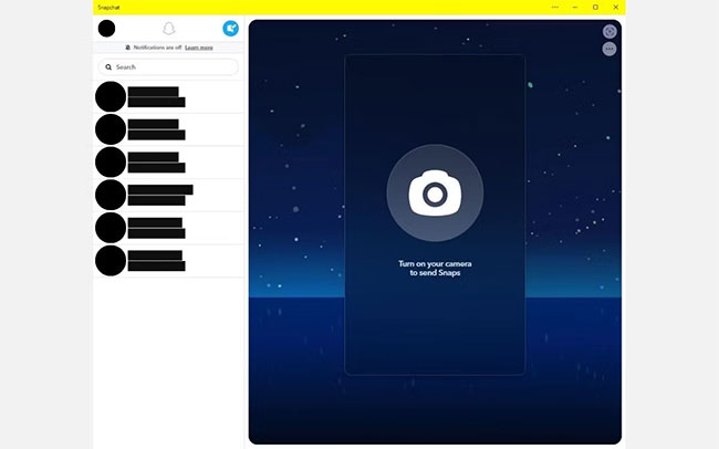 Màn hình giao diện Snapchat Windows