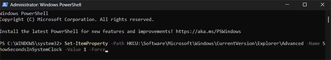 Lệnh kích hoạt giây trong PowerShell
