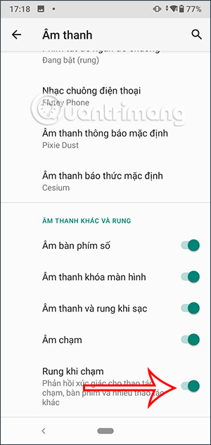 Rung khi chạm trên Android