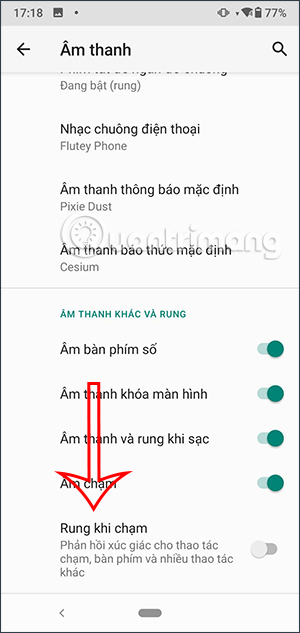 Tắt rung khi chạm trên Android