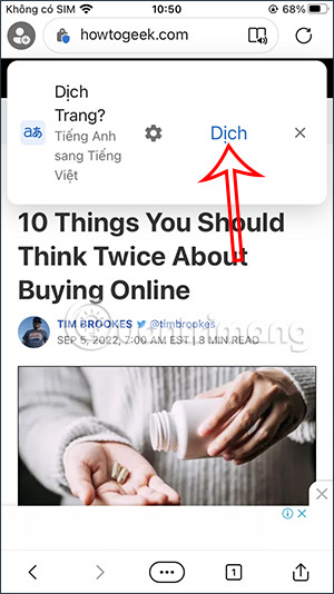 Dịch trang web trên Microsoft Edge