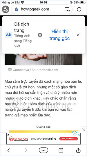 Dịch tiếng Việt trên Microsoft Edge