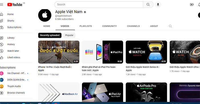 Apple có kênh YouTube tiếng Việt