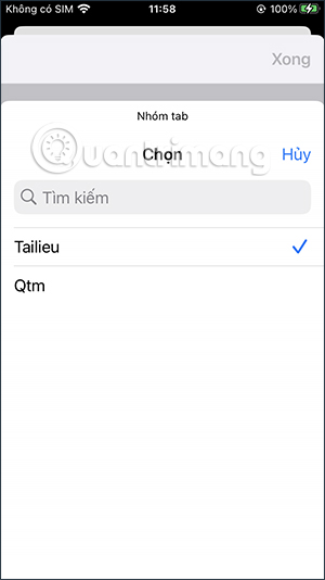Chọn nhóm tab Safari mới