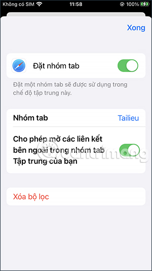 Đổi nhóm tab Safari mới