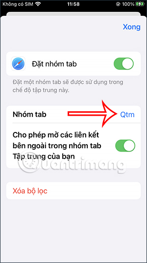 Đổi nhóm tab Safari