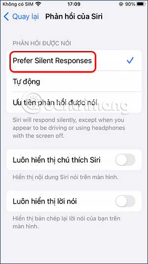 Tắt phản hồi âm thanh Siri trên iPhone